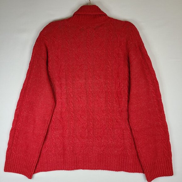 NEW Rafaella Cable Knit Pullover Long Sleeve Red Sweater Size L - Picture 2 of 10